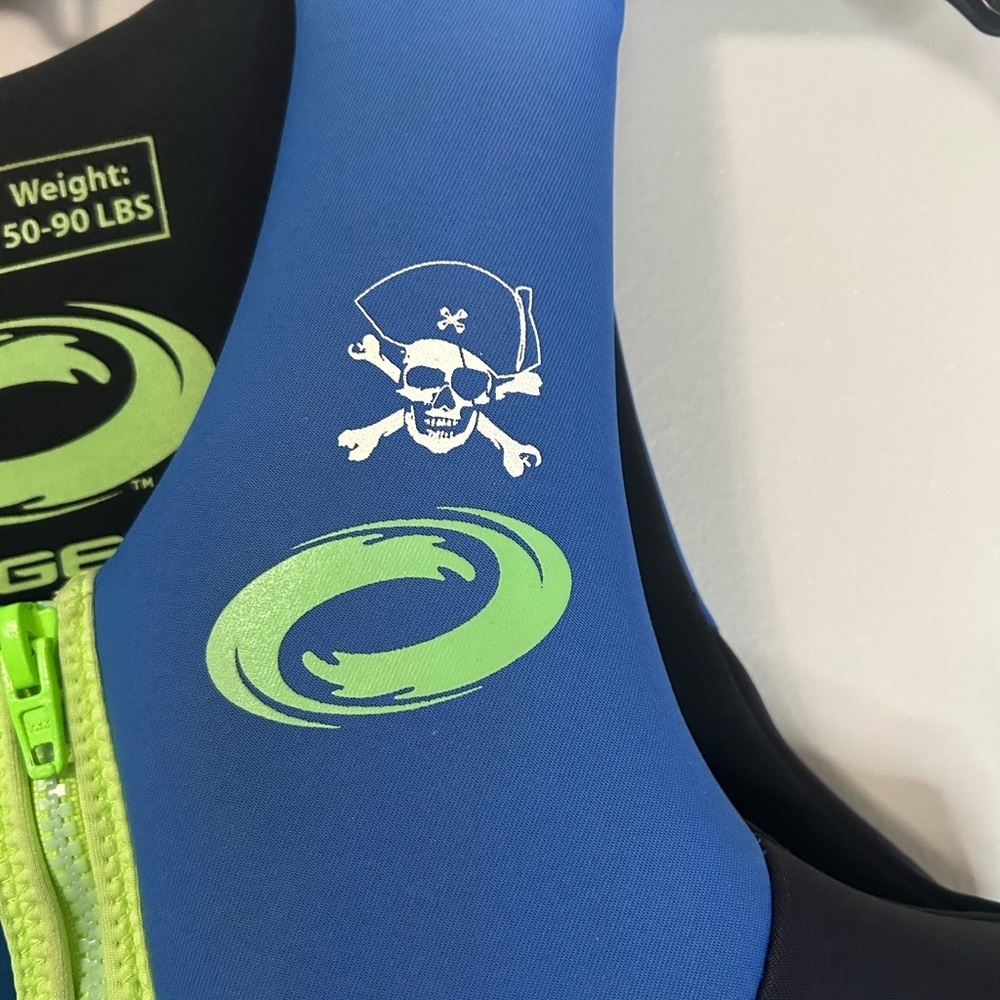 Youth O'Rageous Blue and Green Performance Swim Vest - Picture 2 of 5